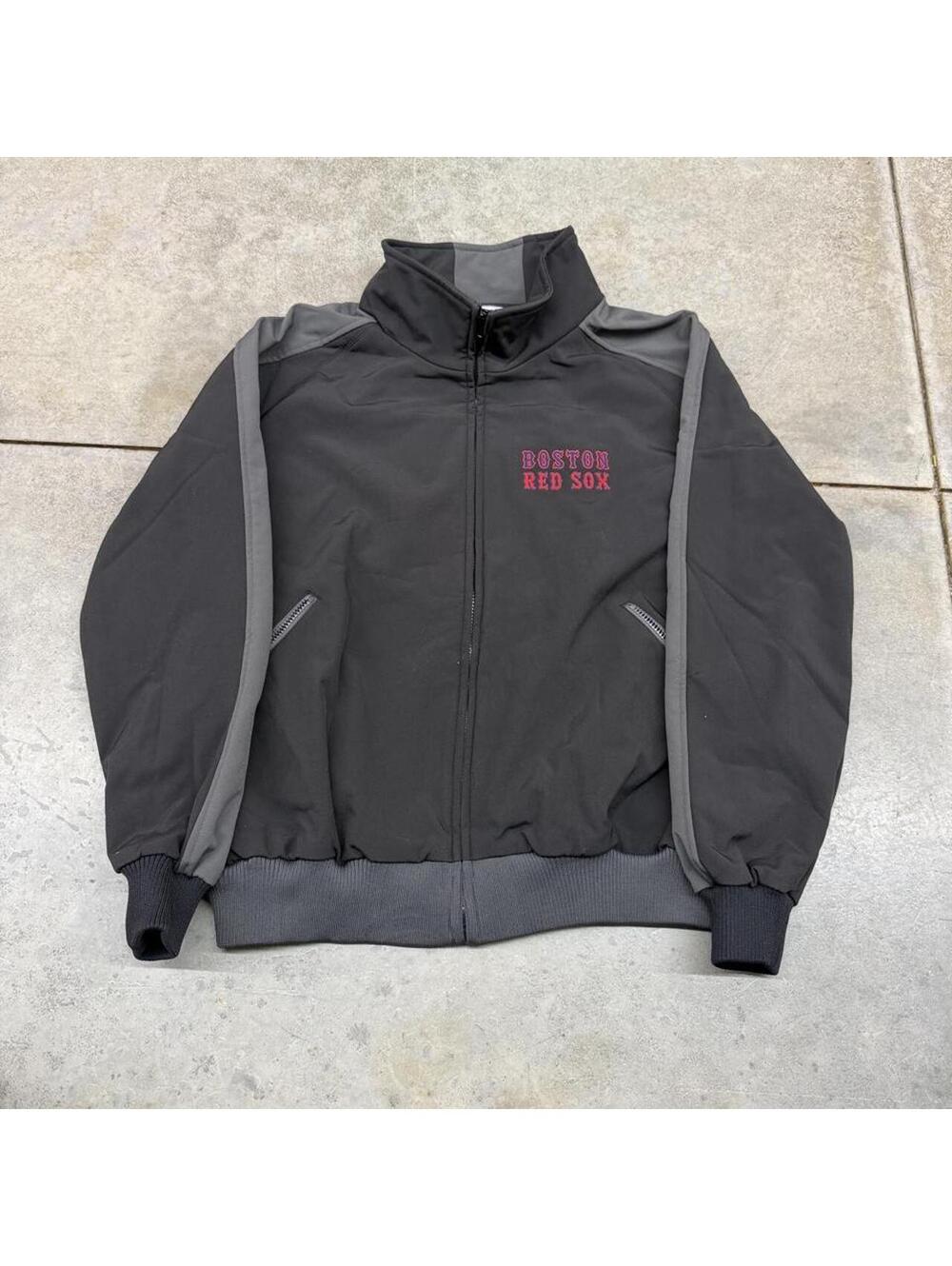 vintage boston red sox black zip up bomber jacket size xxl